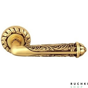 Ручка на розетке RUBIN 1035, Старинная латунь с коричневой патиной, CLASS