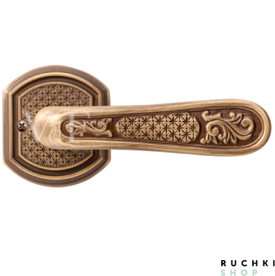 Ручка на розетке Ризарди, Латунь состаренная, Val de fiori 