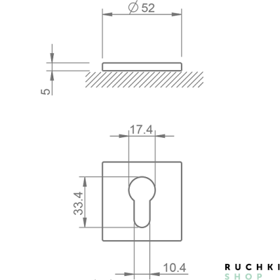 Накладка под цилиндр 4049 5S Q, Белый матовый, Tupai 