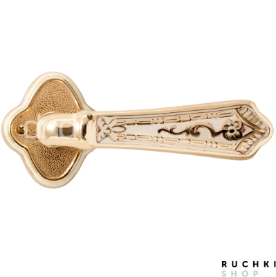 Ручка на розетке Амуаж, Полированная латунь+эмаль,  Val de fiori