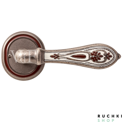 Ручка на розетке Белладжио, Античное серебро+эмаль,  Val de fiori