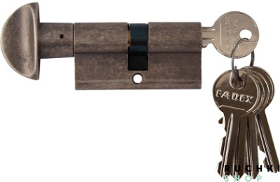 Цилиндр WC 60мм (30-30) ключ/вертушка, Античное серебро, Melodia