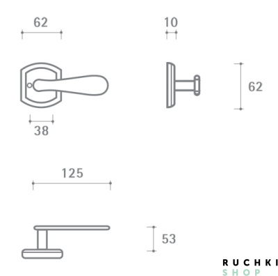 Ручка на розетке Ризарди, Бронза шоколадная, Val de fiori 