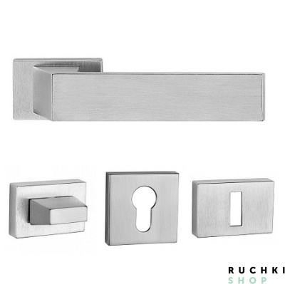 Фото ручка 3033 матовый хром с фиксатором и накладкой на ключевой цилиндр