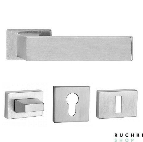 Фото ручка 3033 матовый хром с фиксатором и накладкой на ключевой цилиндр