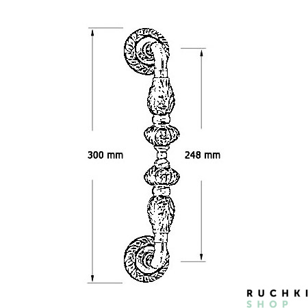 Ручка-скоба 730 GEMINI 300 mm, Матовая бронза, Melodia 