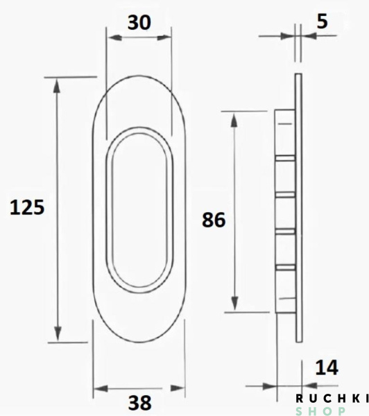 Ручка для раздвижных дверей KO01 PASS , Матовая бронза, Melodia 