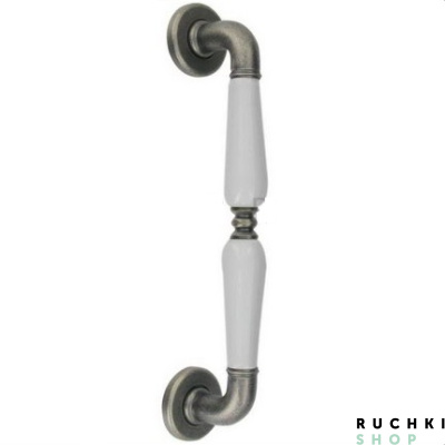 Ручка-скоба DANIELA (ДАНИЭЛА) 245 мм, Серебро античное+белая керамика, Martinelli