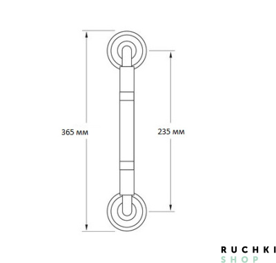 Ручка-скоба IMPERO T 106 Z (ИМПЕРО) 365 мм, Серебро античное, Zermat 