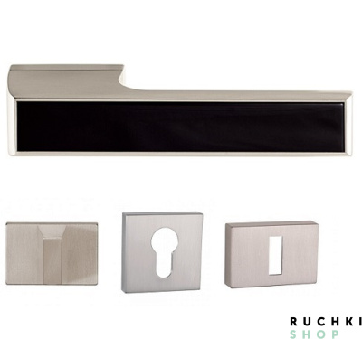 Ручка 3089 никель с черной вставкой с фиксатором тупай