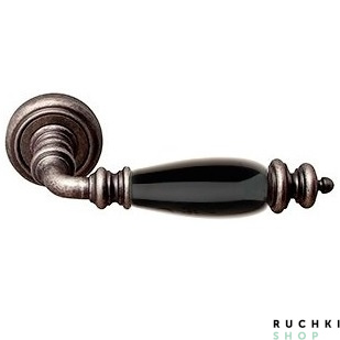 Ручка на розетке 50V SIENA (СИЕНА) 473V, Античное серебро+Черная керамика, Melodia 