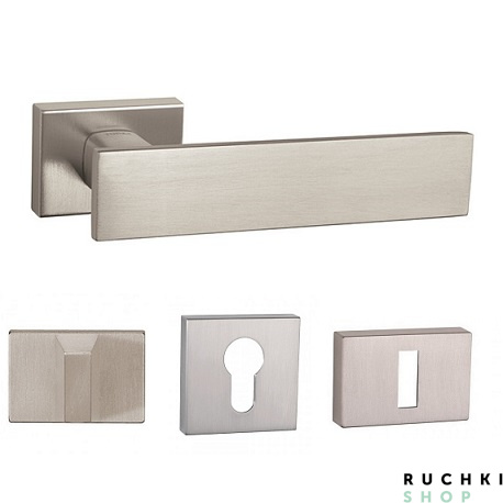 Фото ручка 2730 с фиксатором и накладкой на ключевой цилиндр никель Тупай