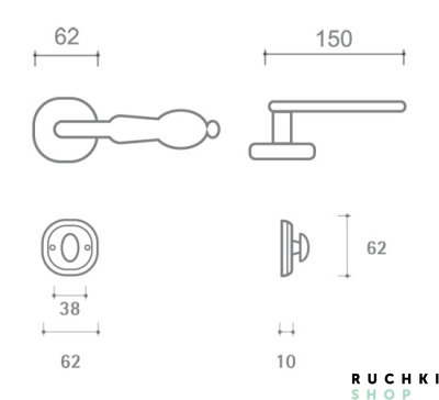 Ручка на розетке Соланж, Античное серебро, Val de fiori 