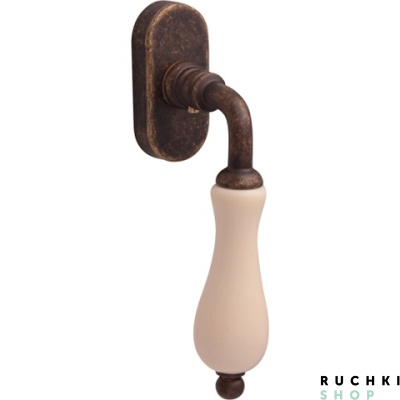 Оконная ручка CERAMIC 0179, Античная бронза+керамика беж, Melodia 