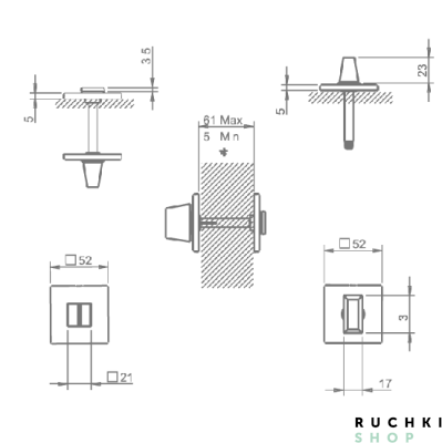 Сантехнический фиксатор 4040 5S Q, Матовый хром, Tupai 