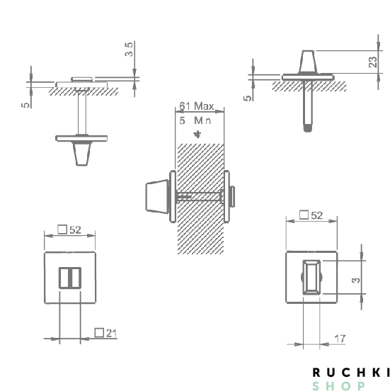 Сантехнический фиксатор 4040 5S Q, Матовый хром, Tupai 