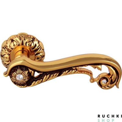 Ручка на розетке JADE CRYSTAL 1115, Золото 24К с коричневой патиной/кристалл Swarovski , CLASS
