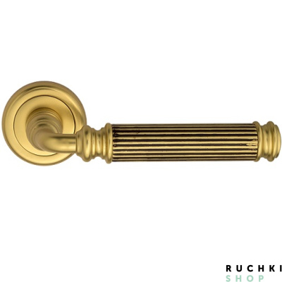 Ручка на розетке MOSCA D1, Французское золото + коричневый, Venezia