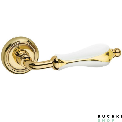 Ручка на розетке ANASTASIA, Золото / белая керамика, Fimet 