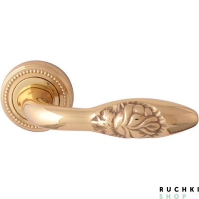 Ручка на розетке 50L ROSA (РОЗА) 243L, Полированная латунь, Melodia 