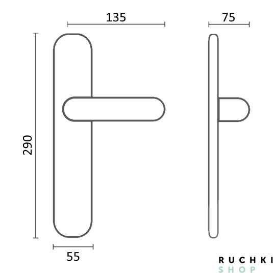 Дверная ручка на планке DAISY 285 PASS, Французское серебро, Melodia 