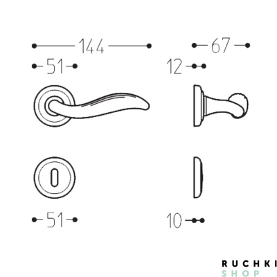 Ручка на розетке PLISSE, Бронза, Mandelli 