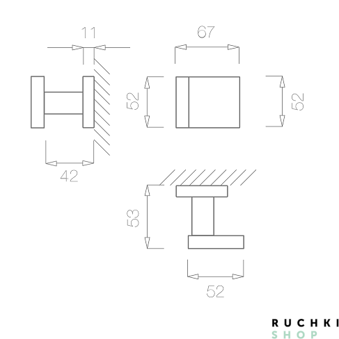 Ручка-кноб Quadrados 1924 Q, Титан, Tupai 