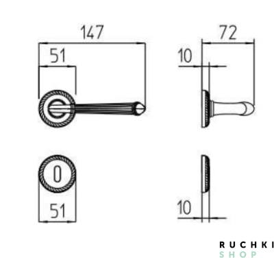 Ручка на розетке AURORA, Матовая бронза, Mandelli 