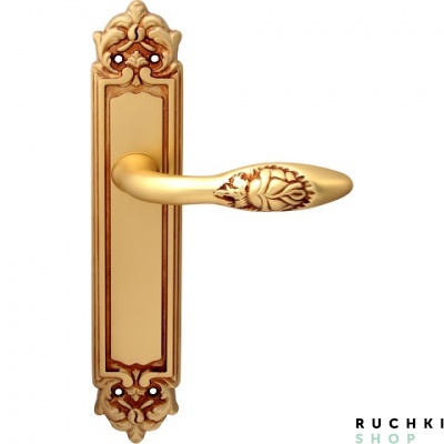 Дверная ручка на планке ROSA 243/PASS, Французское золото, Melodia