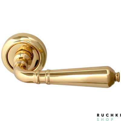 Ручка на розетке 50V ANTIK 130V, Полированная латунь, Melodia 