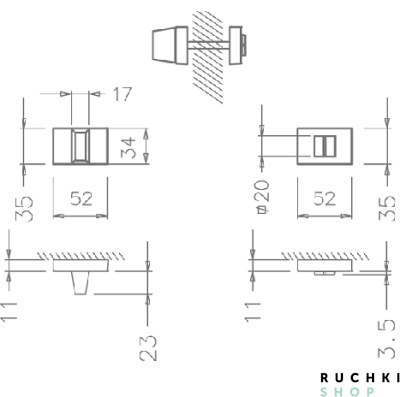 Сантехнический фиксатор 3045 RE, Черный матовый, Tupai 