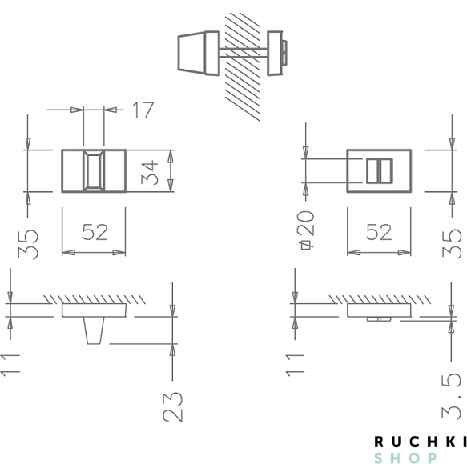 Сантехнический фиксатор 3045 RE, Черный матовый, Tupai 