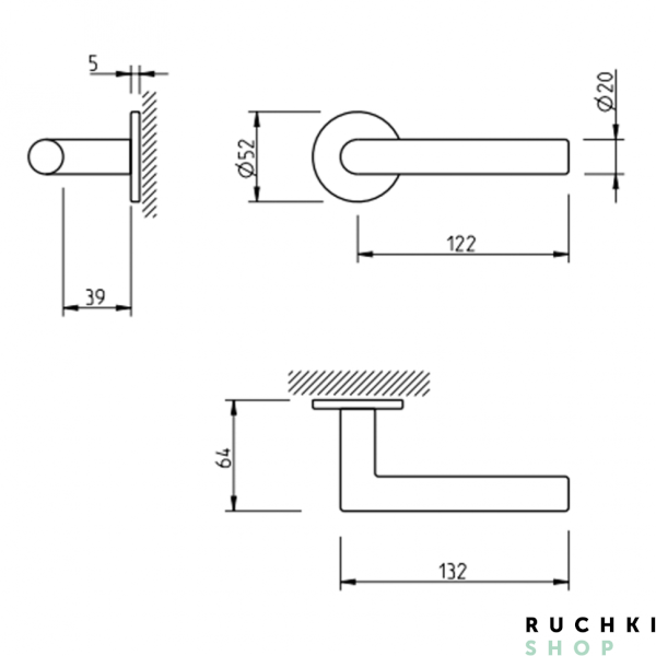 Ручка на розетке 4002 5S 153, Черный матовый, Tupai 
