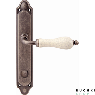 Дверная ручка на планке CERAMIC 179/158, Античное серебро+керамика кракле, Melodia 