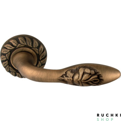 Ручка на розетке 60mm ROSA (РОЗА) 243, Матовая бронза, Melodia 
