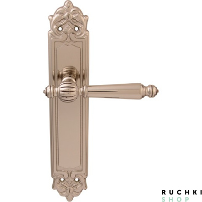 Дверная ручка на планке MIRELLA 235/PASS,Серебро+коричневый, Melodia 