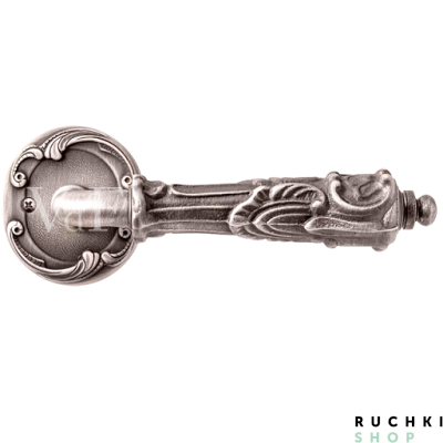Ручка на розетке Соланж, Античное серебро, Val de fiori