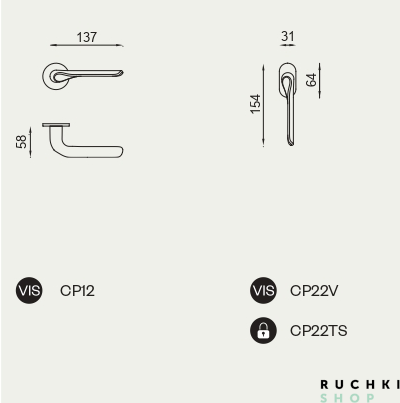схема ручка на розетке CHOP CP12, Матовый черный, DND