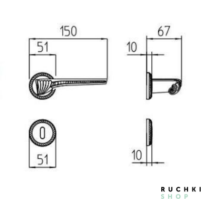 Ручка на розетке CHORA, Матовая латунь, Mandelli 