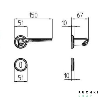 Ручка на розетке CHORA, Матовая латунь, Mandelli 
