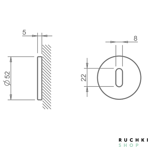 Накладка под ключ буратино 4045 5S RT, Матовый хром, Tupai 