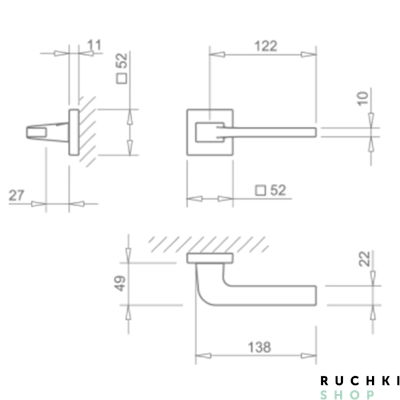 Ручка на розетке SUPRA 3097  Q, Никель матовый, Tupai 