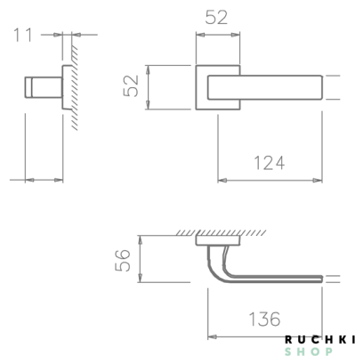 Схема размеры ручки Тупай 2732 Q Белый матовый 152
