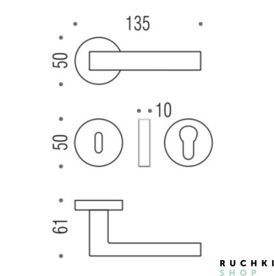 Размеры ручки Коломбо ЭЛЛЕ