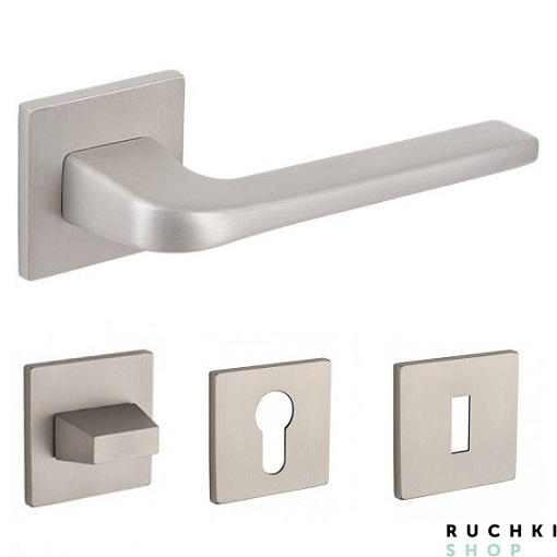 Ручка 4007 никель с фиксатором и накладкой на ключевой цилиндр