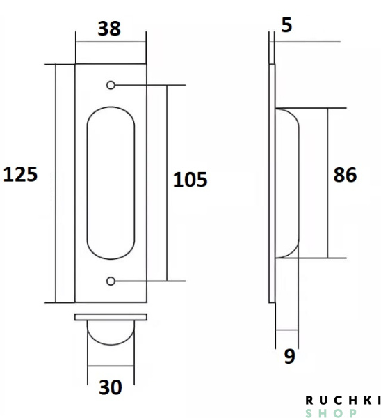 Ручка для раздвижных дверей KR01 PASS , Полированный хром, Melodia 