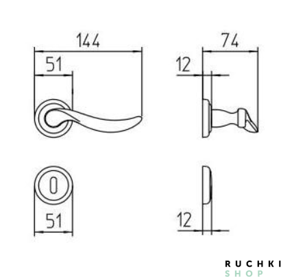 Ручка на розетке NORMA, Матовая латунь, Mandelli 