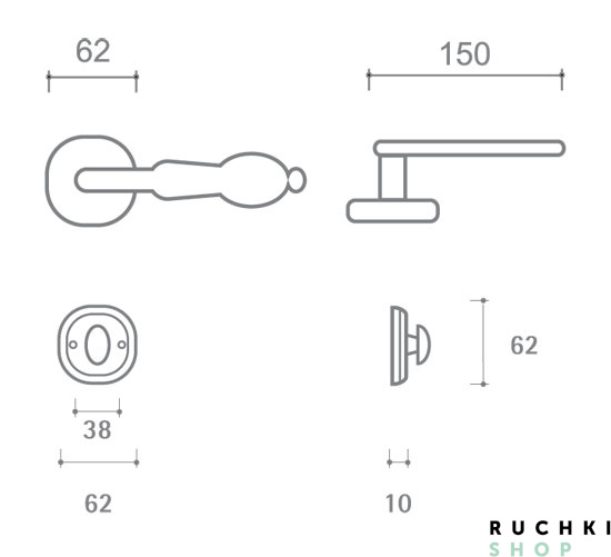 Ручка на розетке Соланж, Латунь состаренная, Val de fiori 