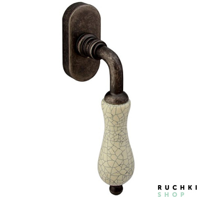 Оконная ручка CERAMIC 0179, Античное серебро+керамика, Melodia 