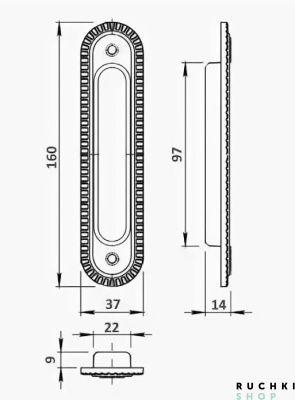 Ручка для раздвижных дверей 830 PASS , Матовая бронза, Melodia 